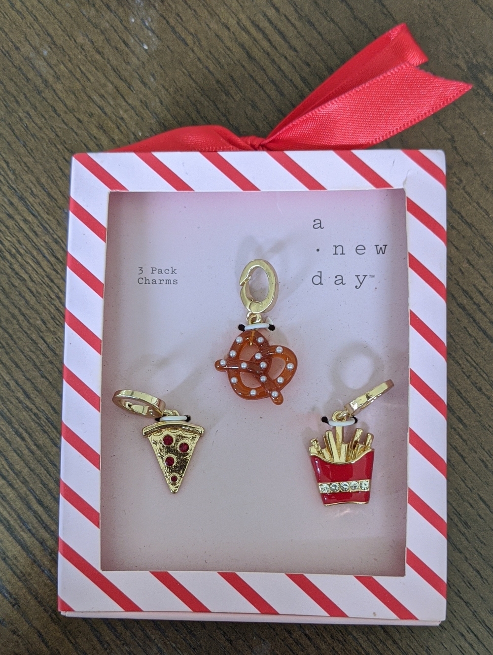 a new day Gold-Tone Fast Food Charm Trio with Red and Brown Accents